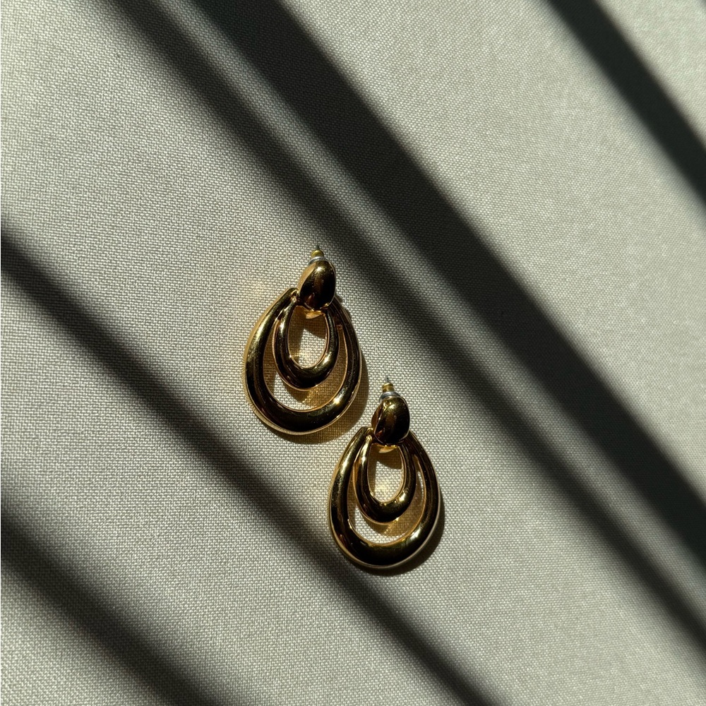 Avon Gold Triple Hoop Earrings